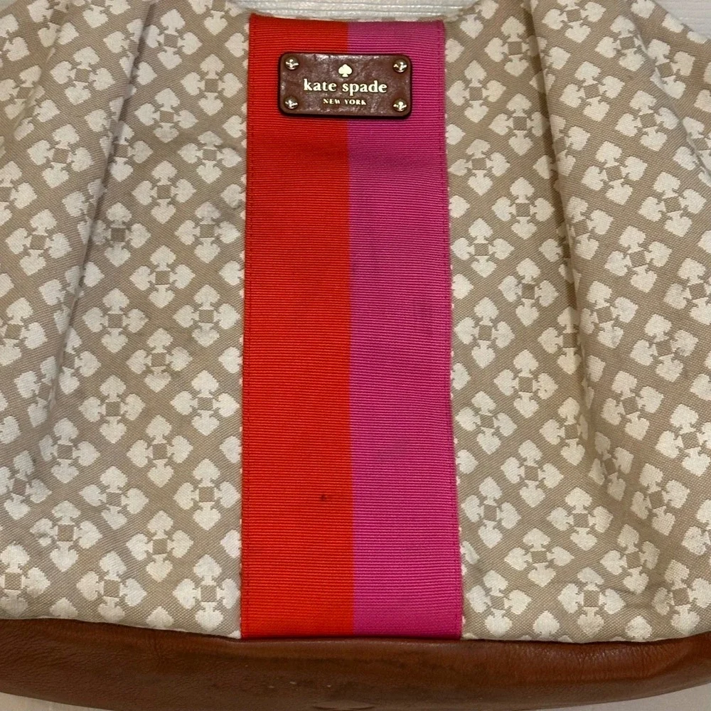 Kate Spade New York Spade Clover Diaper Bag Tote Changing Pad Tan Pink